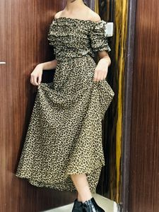 Leopard Print Off-Shoulder Maxi Dress
