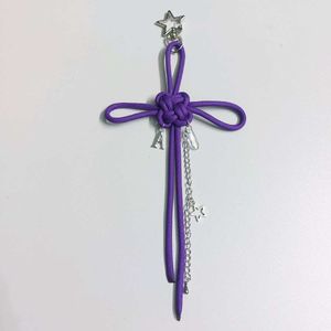 Purple Arirang Knot Charm Keychain