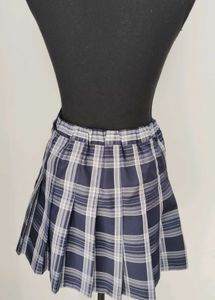 Navy Plaid Pleated Mini Skirt
