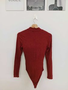 Ribbed Mock Neck Bodysuit