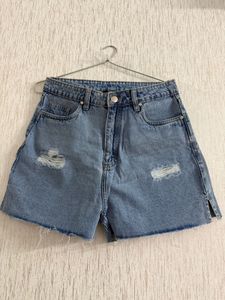 Light Wash Distressed Denim Shorts