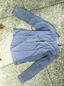 Blue Checkered Button-Down Shirt