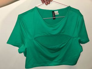 Green Cut Out Crop Top