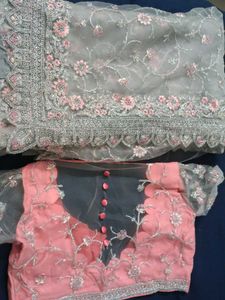 party wear net saree with peticot