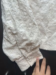 Zara Chic Textured Puff Sleeve Top