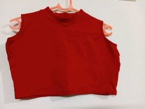 Red Sleeveless Crop top