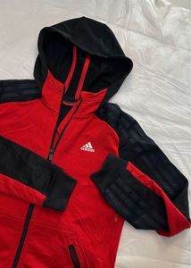 Adidas Red &amp; Black Zip-Up Hoodie