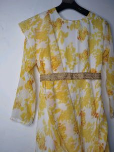 pretty yellow floral anarkali