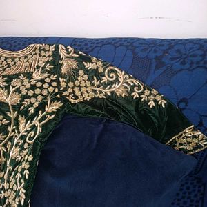 Elegant Emerald Green Bridal dabka Lehenga