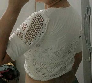 Chic White Cropped Lace Top