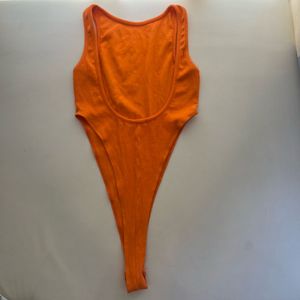 Orange Backless Cutout Bodysuit