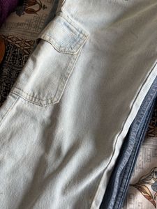 Light Wash Wide Leg Cargo Jeans