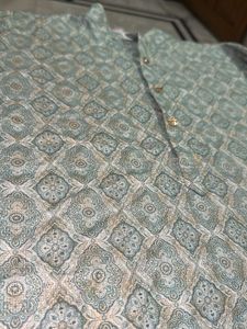 Light Blue Geometric Print Kurta for men …..🗯️🔥
