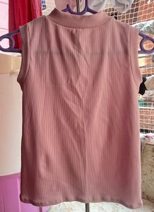Cute Pink Ribbed Mock Neck Top💞