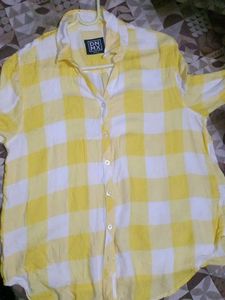 Yellow Checkered Button-Up Shirt