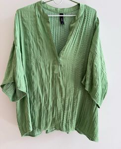 Mango - Green Textured Blouse
