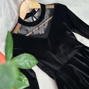 Korean Autumn Velvet Dress