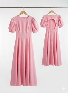 Chic Pink Midi Dress with Back Cutout