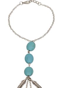 Boho Turquoise & Feather ring bracelet