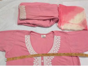 Elegant Pink Chikankari Kurta Plazo dupatta set