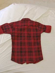 Red Plaid Button-Down Shirt