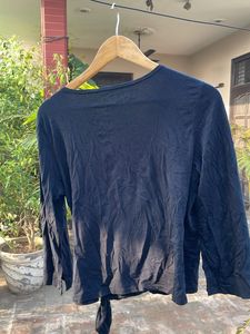 Chic Navy Blue Wrap Top