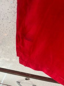 Vibrant Red Kurta with Floral Embroidery