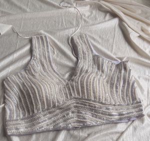 Embellished Pearl & Silver Blouse