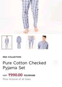 (Marks & Spencer)Pure Cotton Checked Pyjama Set