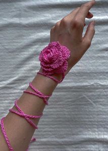 Boho Pink Crochet Flower Choker
