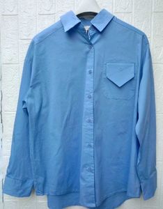 Korean Pinterest Light Blue Long Sleeve Shirt