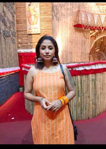 Vibrant Orange Striped pure cotton Kurta sets