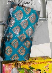 Beautiful Teal Brocade Dress Material