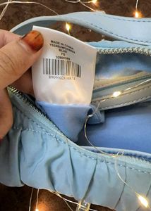 Light Blue Ruched Shoulder Bag