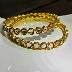 Elegant Gold Stone Bangles