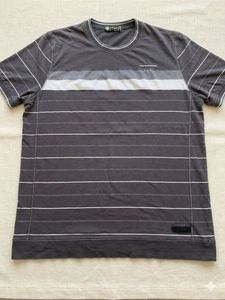 Charcoal Gray Multi-Stripe Crewneck T-Shirt