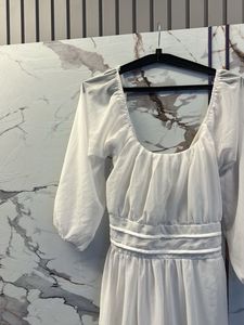Chic White Puff Sleeve Mini Dress, Bust-34