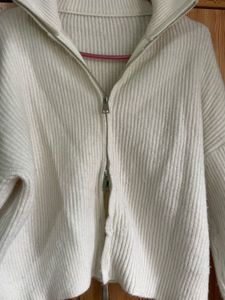 Cream Knit Zip-Up Sweater
