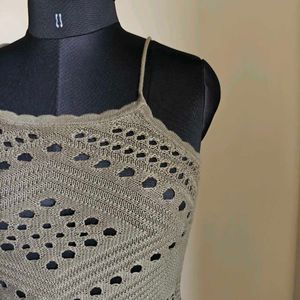 Olive color crochet dress