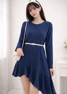 Imported Asymmetric Ruffle Dress