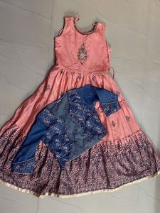 Designer  Peach Gown with coat set