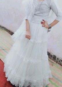 Elegant White Sequined Lehenga Set