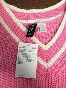 H&amp;M Pink Knitted Vest Sweater