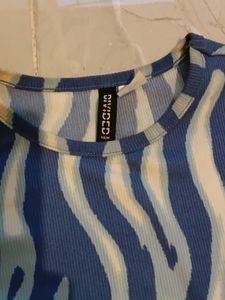 Blue &amp; White Zebra Print Midi Dress