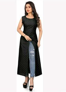 Slit Cut Black And White Combinations Kurti..