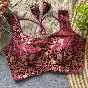 Designer Black &amp; Gold Brocade Blouse