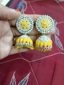 Yellow Jhumka Earrings 🆕