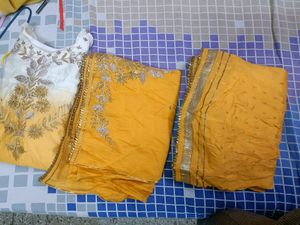 Party Wear Double Shade Yellow Sharara Suit In L