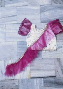 Rose Colour Lahanga Choli Dress For Kids