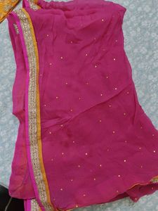 Yellow Embroidered Kurta with Dupatta